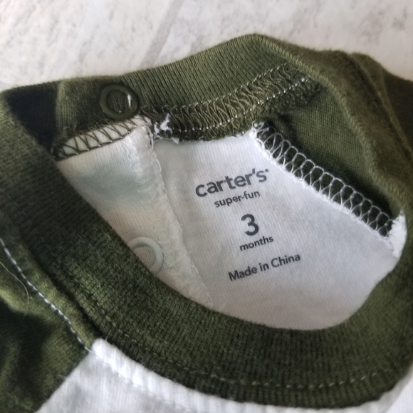 Born to Explore Carter's 3 mo olive green and yellow short/shirt set - Picture 7 of 16